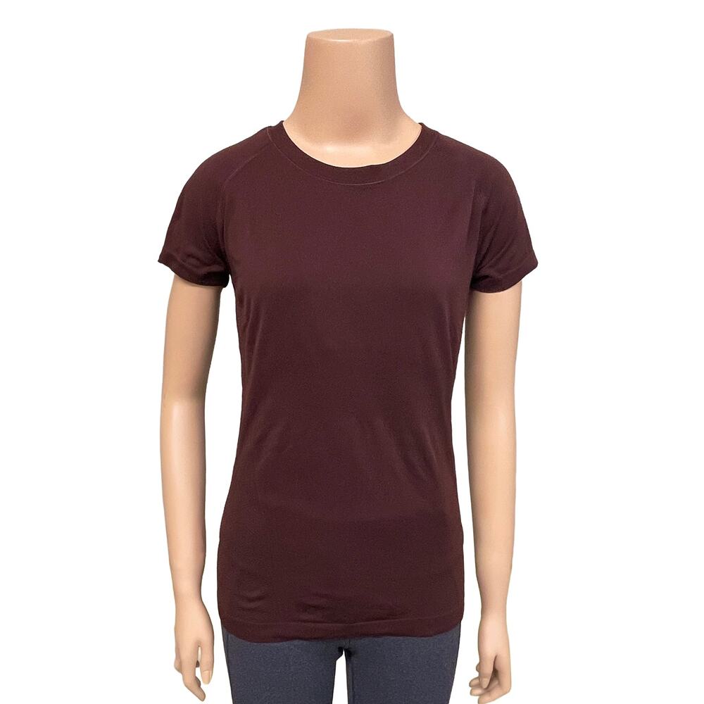 Athleta Momentum Seamless Tee Sz S Garnet Red Fitted Short Slv T-Shirt Worn Once